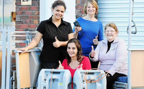 Dallas (back left) and Kelly Gittins (front) are proud their late mother contributed to the purchase of home care equipment for the Coffs Harbour Regional Cancer Service. They are pictured with regional cancer service’s Margaret Pearce and Palliative Care’s Bev Parkes. Dallas (back left) and Kelly Gittins (front) are proud their late mother contributed to the purchase of home care equipment for the Coffs Harbour Regional Cancer Service. They are pictured with regional cancer service’s Margaret Pearce and Palliative Care’s Bev Parkes.
